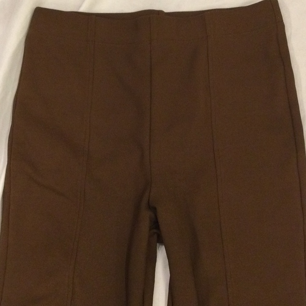 Brown Ribbed Split Hem Stretchy Legging Pants Siz… - image 3